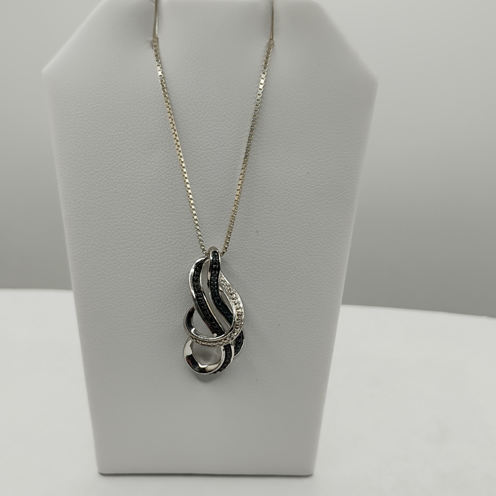 Black Spinel Sterling Silver Pendant On 18-In Box Chain